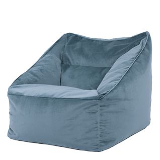 Pouf Fauteuil Natalia Velours Bleu Minéral, Salon, Chambre, 100 X 88cm