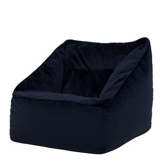 Pouf Fauteuil Natalia Velours Bleu Minuit, Salon, Chambre, 100 X 88cm