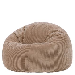 Pouf Poire Classique Kingston En Velours Côtelé Brun Moka 85x85x50cm