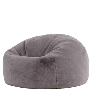 Pouf Poire Icon Fausse Fourrure De Lapin Gris Clair, Salon, Chambre, 85x85x50cm