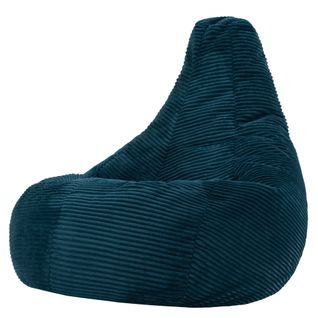 Poire Large XL Dalton Inclinable Velours Côtelé Bleu Canard, Salon, Chambre, 94x92x85cm