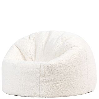 Pouf Poire Enfant Classique Large Kingston En Polaire Crème 80x80x45cm