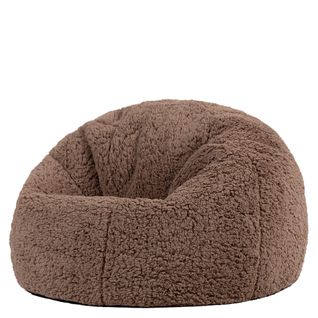 Pouf Poire Enfant Classique Large Kingston En Polaire Brun Moka 80x80x45cm