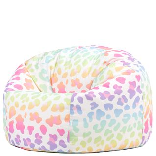 Pouf Poire Enfant Classique Large Kingston Int/Ext à Imprimé Léopard Arc En Ciel 80x80x45cm