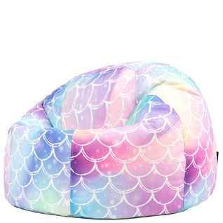 Pouf Poire Enfant Classique Large Kingston Int/Ext à Imprimé Sirène, Rose, Bleu, Violet 80x80x45cm