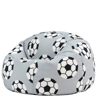 Pouf Poire Enfant Classique Large Kingston Intérieur Extérieur à Imprimé Football 80x80x45cm