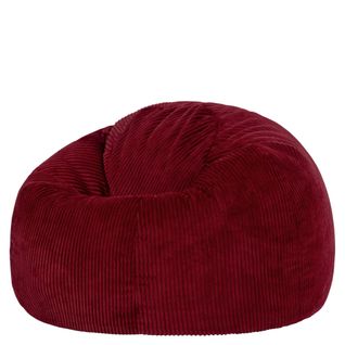 Pouf Poire Classique Kingston En Velours Côtelé Rouge Bordeaux 85x85x50cm