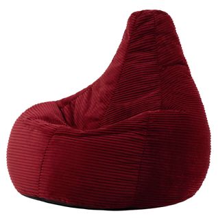 Pouf Poire Dalton Inclinable Velours Côtelé Rouge Bordeaux, Salon, Chambre, 90x84x73cm