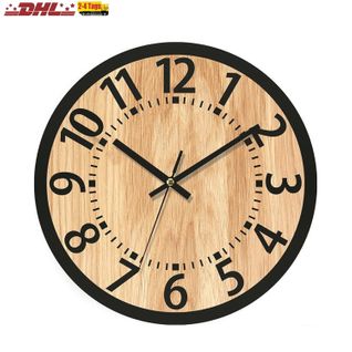 Horloge Murale 34 Cm En Bois, Design Minimaliste, Silencieuse Et Élégante Pour Salon Et Bureau