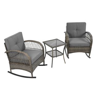 Salon De Jardin Avec 1 Table Et 2 Chaises à Bascule
