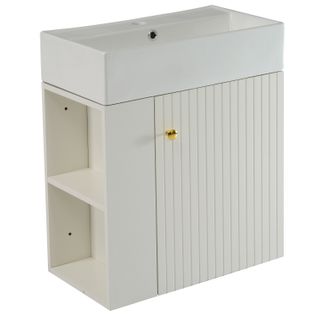 Meuble Vasque Avec 1 Porte Et 2 Niches Blanc