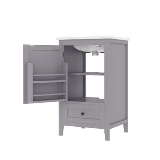 Meuble De Salle De Bain Vasque 1 Porte Et 1 Tiroir Gris