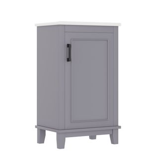 Meuble De Salle De Bain Vasque Avec 1 Porte, 2 Étagères Gris