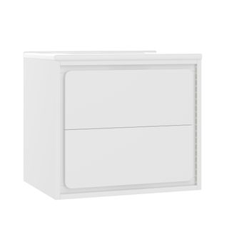 Meuble De Salle De Bain Vasque 2 Tiroirs Et LED Blanc