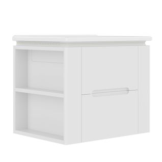 Meuble De Salle De Bain Vasque 2 Tiroirs, 2 Étagères Et LED Blanc