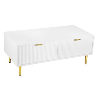 Table Basse Avec 2 Tiroirs Blanc