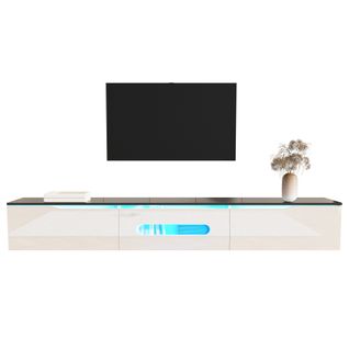 Meuble TV 180 Cm-surface Brillante-meubles De Salon Avec Éclairage LED 16 Couleurs-blanc