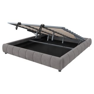 Lit Coffre - Fonction Hydraulique- Avec Espace De Rangement- LED - 180x200 Cm - Gris