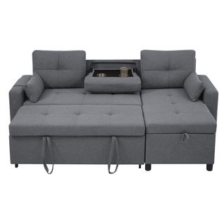 Canapé Convertible - Canapé Lit 3 Places - Grand Espace De Rangement - 211x136x87cm - Gris Foncé