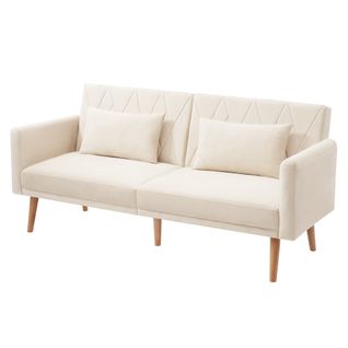 Canapé Convertible - Canapé Lit 2 Places- Velours - Élégant- 180x75x82cm - Beige