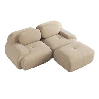 Canapé D'angle Relax - Canapé Modulable 2 Places- Avec 1 Repose-pieds- Cinéma，salon - Beige