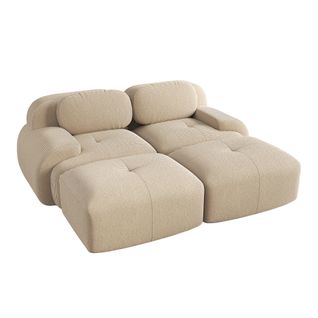 Canapé D'angle Relax - Canapé Modulable 2 Places- Avec 2 Repose-pieds- Cinéma，salon - Beige