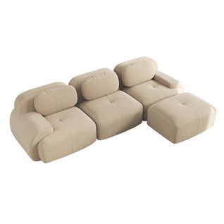 Canapé D'angle Relax - Canapé Modulable 3 Places- Avec 1 Repose-pieds- Cinéma，salon - Beige