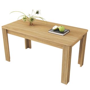 Table à Manger Rectangulaire 116x65x75cm - Table De Salle à Manger-en Bois De Chêne-moderne-naturel