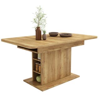 Table à Manger Extensible Avec Rangement-table à Manger Rectangulaire-aspect Béton-bois