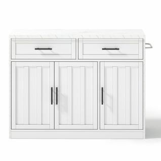 Ilôt Central 120x60x91cm-cuisine Comptoir Câble D'alimentation De 1,5 M De Long-ports USB-blanc