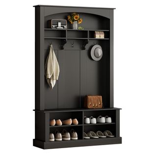 Vestiaire D’entrée120x40x190 Cm-meuble D’entrée Avec Banc Et Étagère à Chaussures-noir