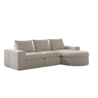 Canapé Compressé Modulable D'angle En Tissu Chenille - Beige