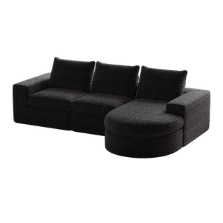 Canapé Modulable D'angle En Tissu Chenille - Noir