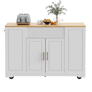 Îlot De Cuisine Avec Rangement-armoire De Cuisine à Roulettes-poubelle Intégrée-chariot-blanc