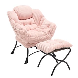 Fauteuil Avec Repose-pieds-fauteuil Rembourré Avec Accoudoirs Et Poche Latérale-rose