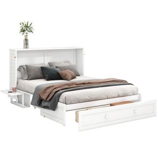 Lit Gigogne 140 X 200cm-avec Tiroirs Au Bout Du Lit-lits Plateformes-blanc