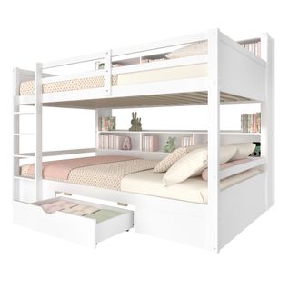 Lit Superposé 90x200 Cm - Avec Tiroirs - Blanc