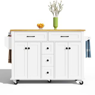 Desserte De Cuisine Avec Plan De Travail Rabattable Porte-sur Roulettes-îlot Central Cuisine-blanc