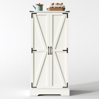 Buffet De Cuisine De 128,5 Cm-éclairage LED Intelligent-sécurité Anti-basculeavec 2 Portes-blanc