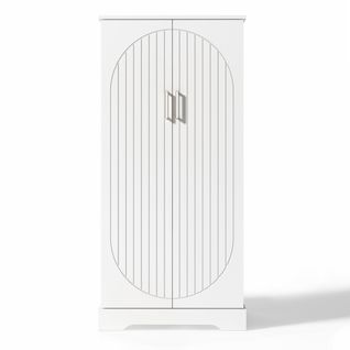 Buffet De Cuisine Avec Éclairage LED-deux Portes Avec Étagères Réglables-blanc