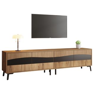 Meuble TV 180cm-meuble De Salon Avec 8 Pieds De Support-design Symétrique-bois Et Noire
