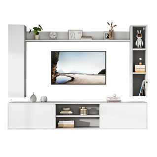 Ensemble De Meubles TV Muraux-4 Pièces-tv Jusqu'à 80 Pouces-rangement Organisé-blanc