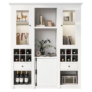 Vitrine Avec Éclairage LED 7 Couleurs-meuble De Salon Vitrine-meubles Muraux De Salon Vitrines-blanc