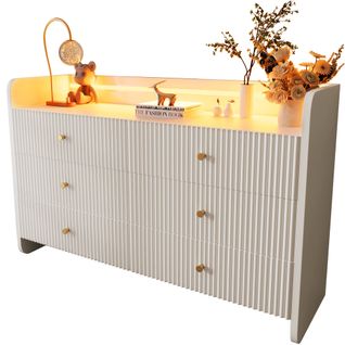 Commode Avec 6 Tiroirs Avec Éclairage LED - Blanc