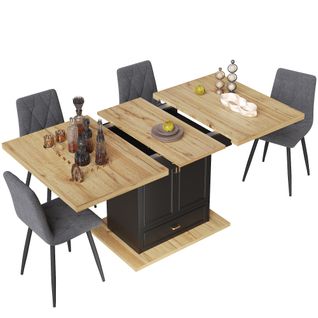 Table De Salle à Manger Extensible-pour 6 Personnes-longueur Extensible Jusqu'à 140 Cm-noir