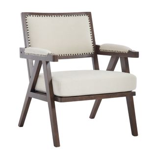 Fauteuil Lounge Moderne-méridienne Rembourrée-en Tissu-structure En Bois-beige