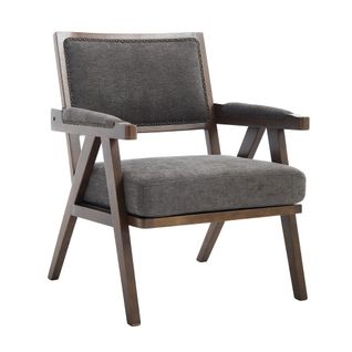 Fauteuil Lounge Moderne-méridienne Rembourrée-en Tissu-structure En Bois-gris