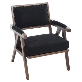 Fauteuil Lounge Moderne-méridienne Rembourrée-en Tissu-structure En Bois-noir