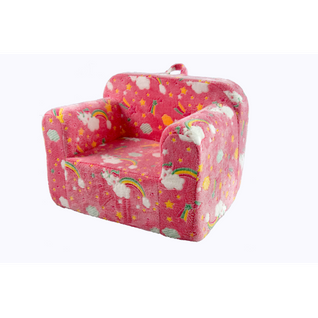 Fauteuil Enfant-avec Poignée De Transport Et Poches Latérales-Rose