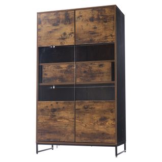 Vitrine Avec Éclairage LED,-vitrine à 2 Tiroirs- Vitrine De Rangement-vitrine Haute-naturel